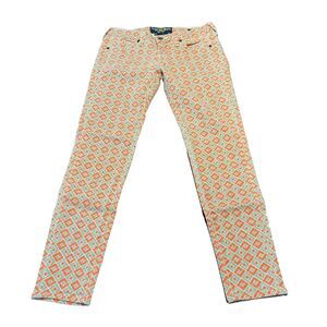 LUCKY BRAND CHARLIE CAPRI ORANGE DIAMOND PATTERN JEANS WOMEN’S 0 - EUC